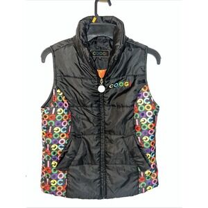 Coogi Women's Spell Out Colors Of The Rainbow Puffer‎ Vest Size Medium